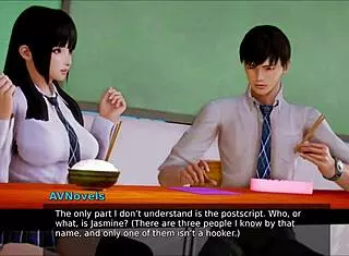 Exploring the academy in this hentai game.