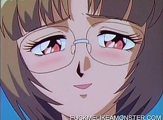 Anime slet met bril droomt van hardcore vuistneuken