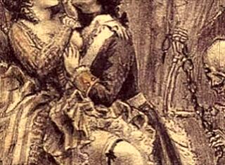 Vintage erotická ilustrace zobrazuje retro starožitné hentai anime kreslené scény