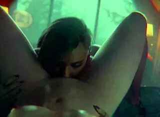 Animation features Judy Alvarez in a cyberpunk lesbian encounter