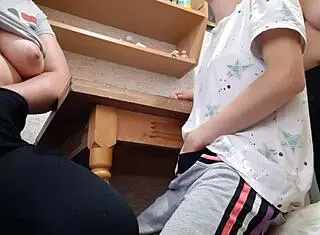 Why are three dating strangers jerking off their pussies and cumming in the kitchen - lesbian illusion girls?