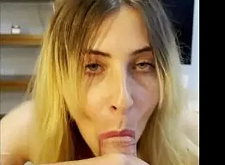 Intense blowjob POV to lucky stepfather! Petite blonde amateur sucks hard!