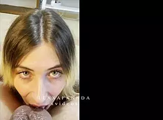 Intense blowjob POV to lucky stepfather! Petite blonde amateur sucks hard!