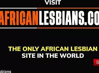 Ebony african lesbian couple tasting wet pussy mid shower