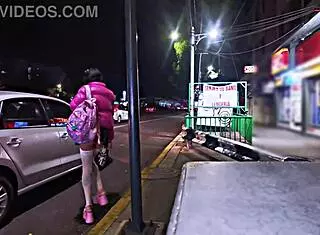 Transsexual In Miniskirt Flashes In Public Outdoor Setting