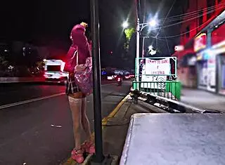 Transsexual In Miniskirt Flashes In Public Outdoor Setting