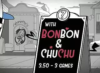 Cartoon adventure with neutral characters in a fun setting