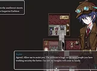 impedindo que uma ladra loira gostosa roube uma peça valiosa do museu, detective girl of the steam city parte 2, com suas tetas grandes e bunda sexy