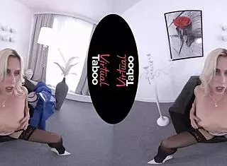 Virtual Taboo Office Play with Shaved Blonde and Big Assets