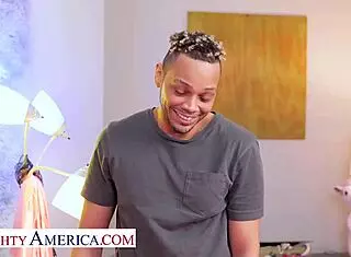 Asian Luna Mills with big natural tits trades room for deepthroat action.