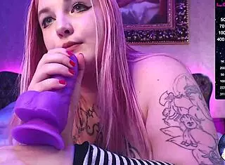 Intense Blowjob on Stream with Dragon Dildo