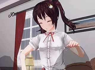 In uncensored anime, sister teases anal with edging handjob