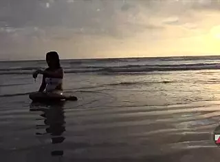 Intriguing Beach Day With Asian Model In Wet Bikini