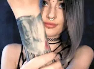 Oiled teen in cosplay for ASMR session