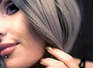 Oiled teen in cosplay for ASMR session