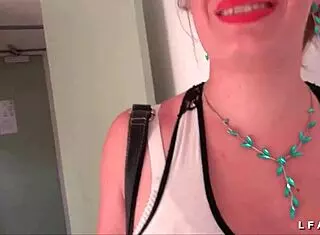 french chubby amateur shows off big tits in casting