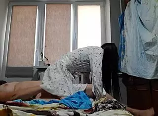 Lesbian girls lick pussy in threesome on vacation.