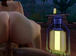 Sims 4: Лара Крофт трахают черный парень в джунглях.