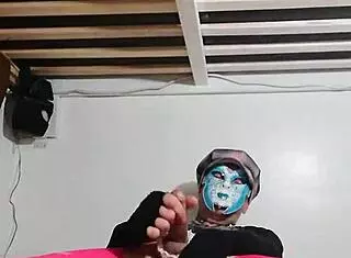 Ladyboy rides a dildo for the first time in solo gay action.