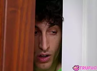 Stepbro Nick strokes his cock while petite Kimmy Kimm blows him, feeling intense emotions.