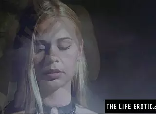 Feeling punished with nipple clamps and ball gag while riding in bondage lingerie.