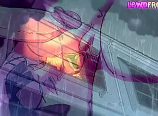In Rainy Day Lewdfroggo Vostfr, Cartoon Characters Engage in Deepthroat, 3some, and Group Hentai Scenes
