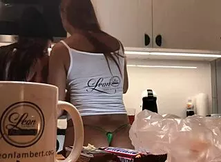 i watch young wife do dishes in tight leggings voyeur style