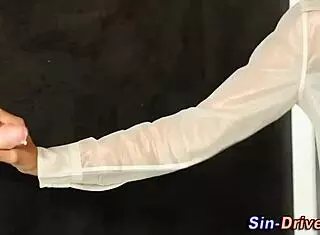 classy gloryhole chick gets soaked in cum, oops spunk everywher!