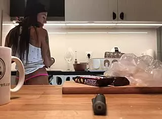 i watch young wife do dishes in tight leggings voyeur style