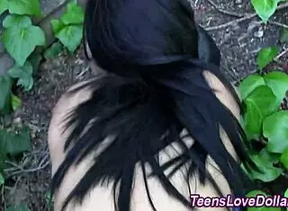 Real amateur rides cock outdoors