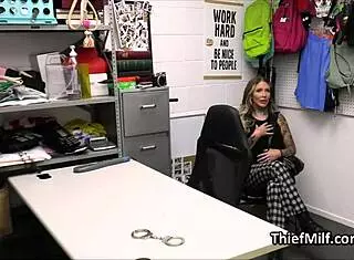 busty oily tattoo artist milks officers dick at work