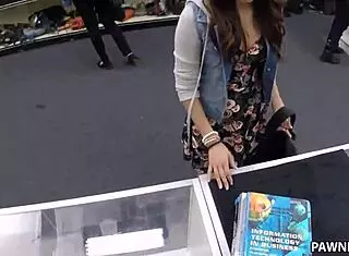 Feeling the thrill as the student gets banged in my pawn shop for cash