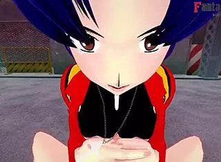 Misato Katsuragi Giving Blowjob And Showing Boobs In Neo Genesis Evangelion Short