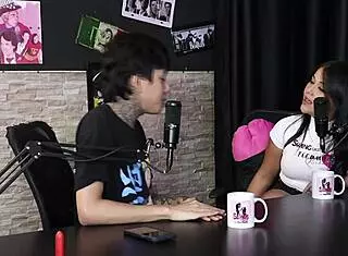 She hates casual sex but deposits her pussy first with DJ Rafa and Mateus in sheer red.