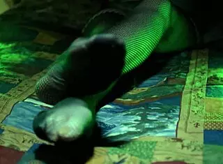 Perfect toes peeking through sexy fishnets