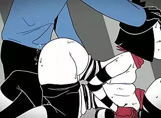 What is this cartoon character doing in the scene?