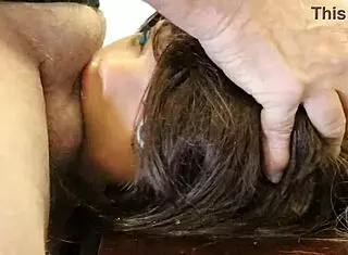 Girl next door sucks cock in slow motion, cum on face and hair