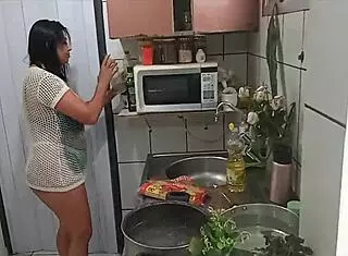 Sarah Rosa Cooks In Lingerie, Showing Big Tits!