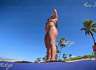 Slutty Brunette In Micro Bikini On Beach