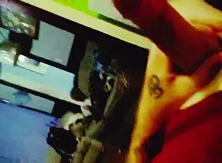 Blonde whore in couple gives blowjob to monster cock.