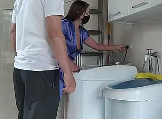 Technician licks and fingers hot client's ass and pussy.