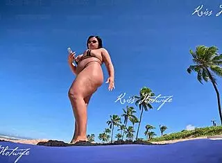 Slutty Brunette In Micro Bikini On Beach