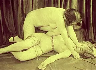 Vintage lesbian bondage with hairy beauties in retro BDSM action