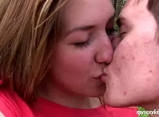 teen bella's pussy fucked and jizzed outdoors