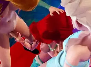 triple futa - anna elsa and ariel - frozen and little 18+ mermaid 3d porn