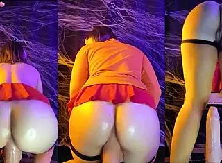 i'm velma bouncing my huge ass on a monster cock for halloween fun