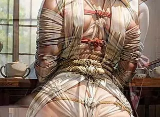 ai generated glamorous blonde in rope bondage in japan