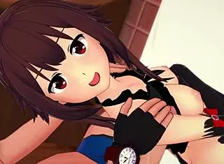Megumin feels excited in her bikini, ready for passionate fucking in the inn.