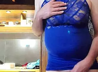 Teasing your cock in this blue dress, want more?