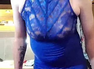 Teasing your cock in this blue dress, want more?